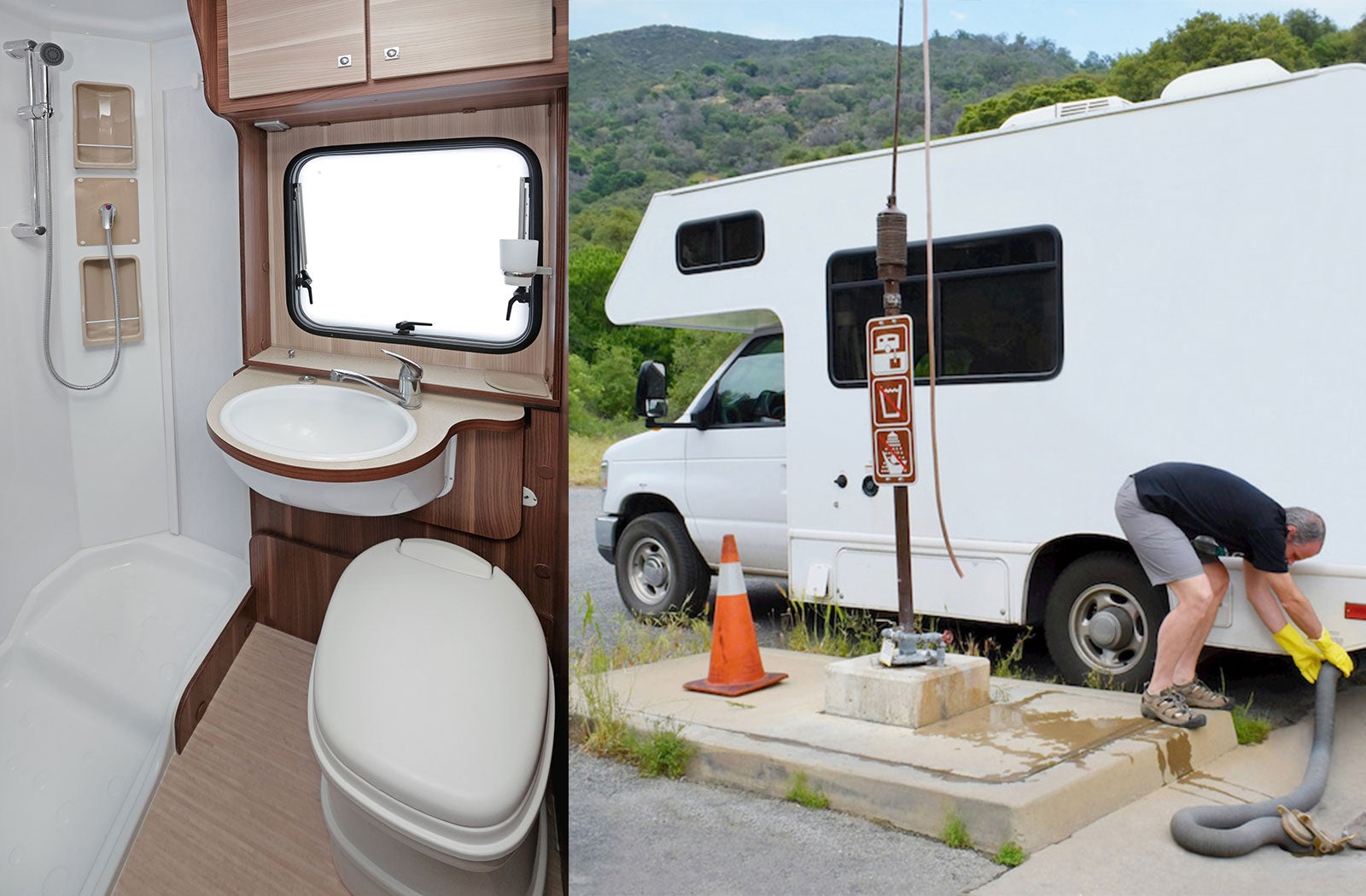 Portable RV/camper toilet and holding tank setup in Prosper, Texas